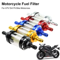 8mm universal motorcycle fuel filter cnc aluminum alloy glass gas fuel gasoline oil filter for atv dirt pit off road