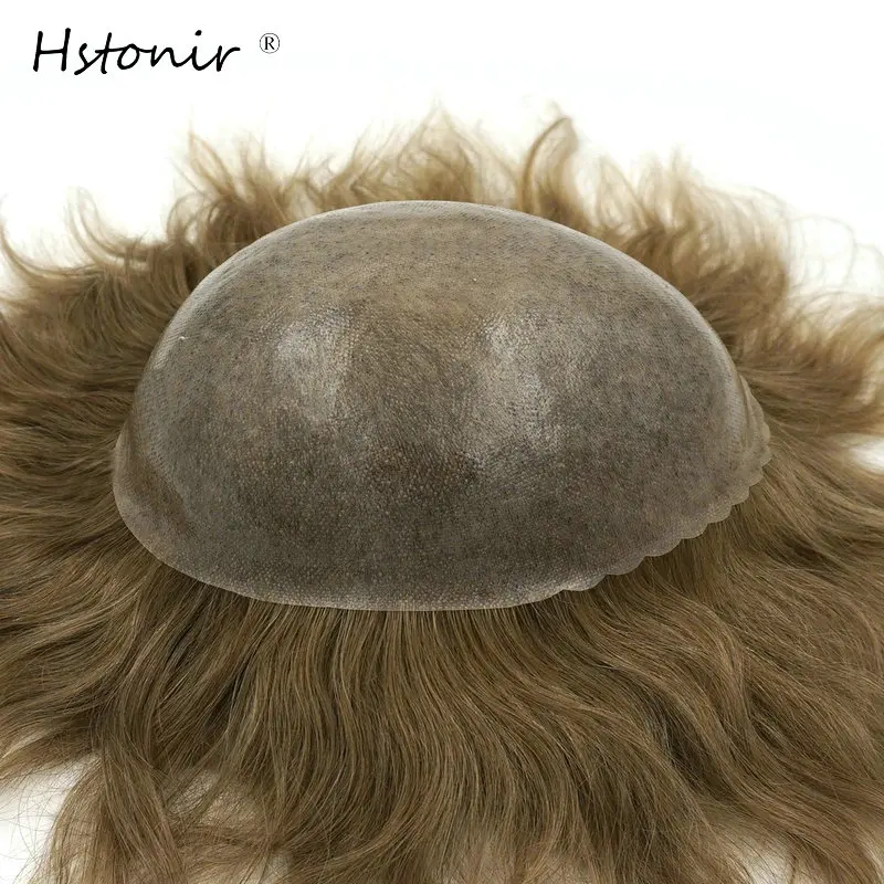 Hstonir Men's Capillary Prothesis Toupee Wig Male Indian Remy Hair Prosthesis Baroque Natural Hair System H082