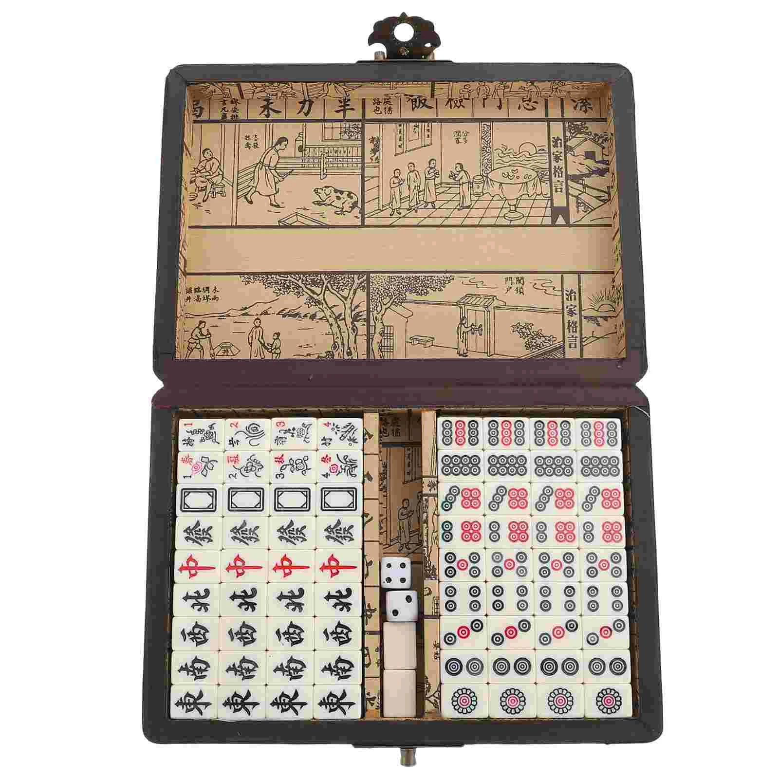 

1 Set Portable Mahjong Set Chinese Mahjong Game Playthings Kit for Home Travel