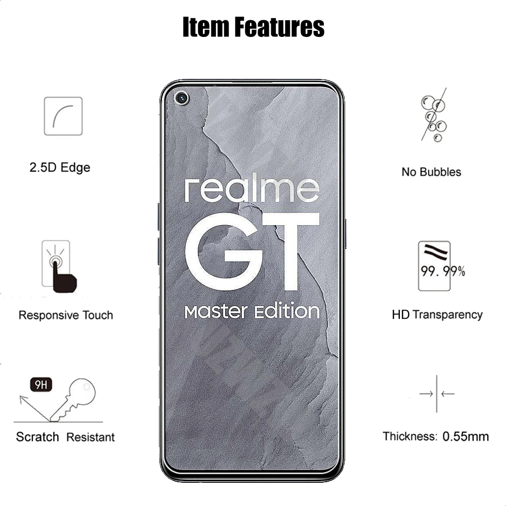 (2+2) For Realme GT / GT Master / GT Neo 2 5G (2pcs) Camera Lens Film & (2pcs) Tempered Glass Screen Protectors Protective