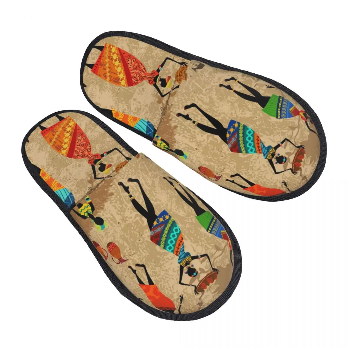 

Зимние тапочки для женщин и мужчин, модные пушистые теплые тапочки, африканские Женские винтажные домашние тапочки с фоном, забавная обувь