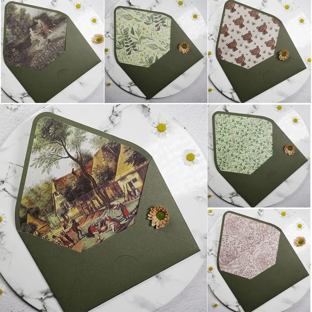 

Винтажные канцелярские принадлежности конверты для свадебных приглашений с рисунком, авокадо, зеленая серия, конверты для открыток