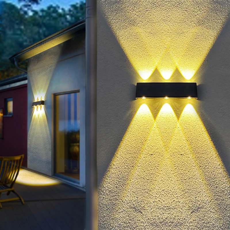 Solar Wall Light UP and Down Illuminate Outdoor Sunlight Sensor Lamp Waterproof Modern Nordic Style Decor for Home Garden Porch