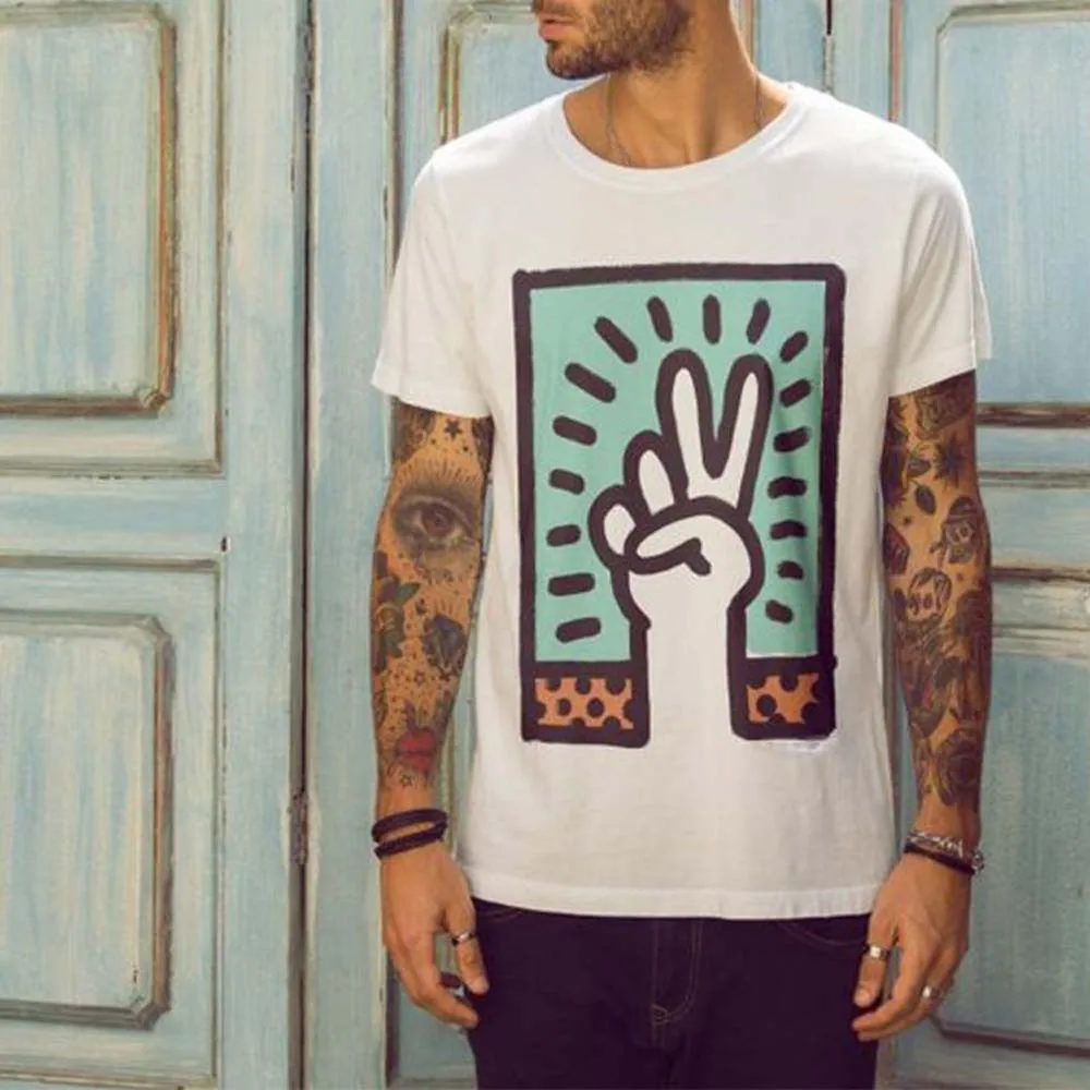 

Classic T-Shirt Men's Top Neck Cotton Print Casual Loose T-Shirt Fashion Retro Simple Short-sleeved Summer New 2022 Street
