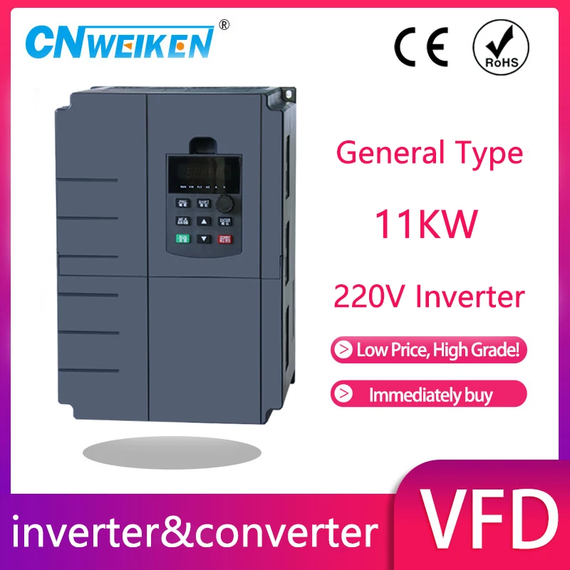 Новый 11 кВт/15 кВт VFD однофазный вход 220 В в 3-фазный выход преобразователь