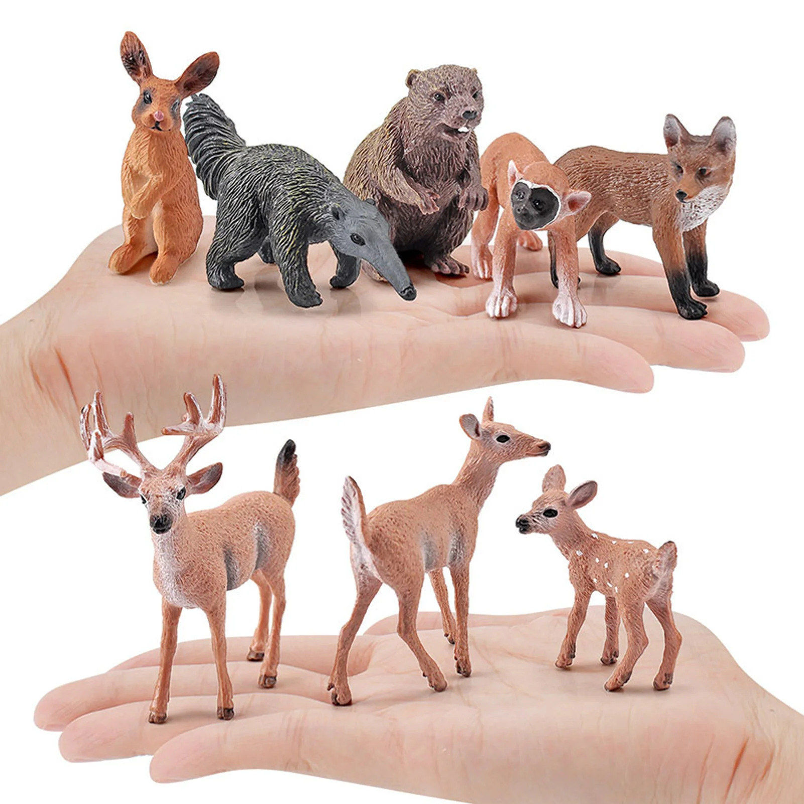 

Woodland Animals Figures Small Sized Wilderness Animals Figurines Toys Cupcake Topper Miniature Animal Playset Learning Toys For