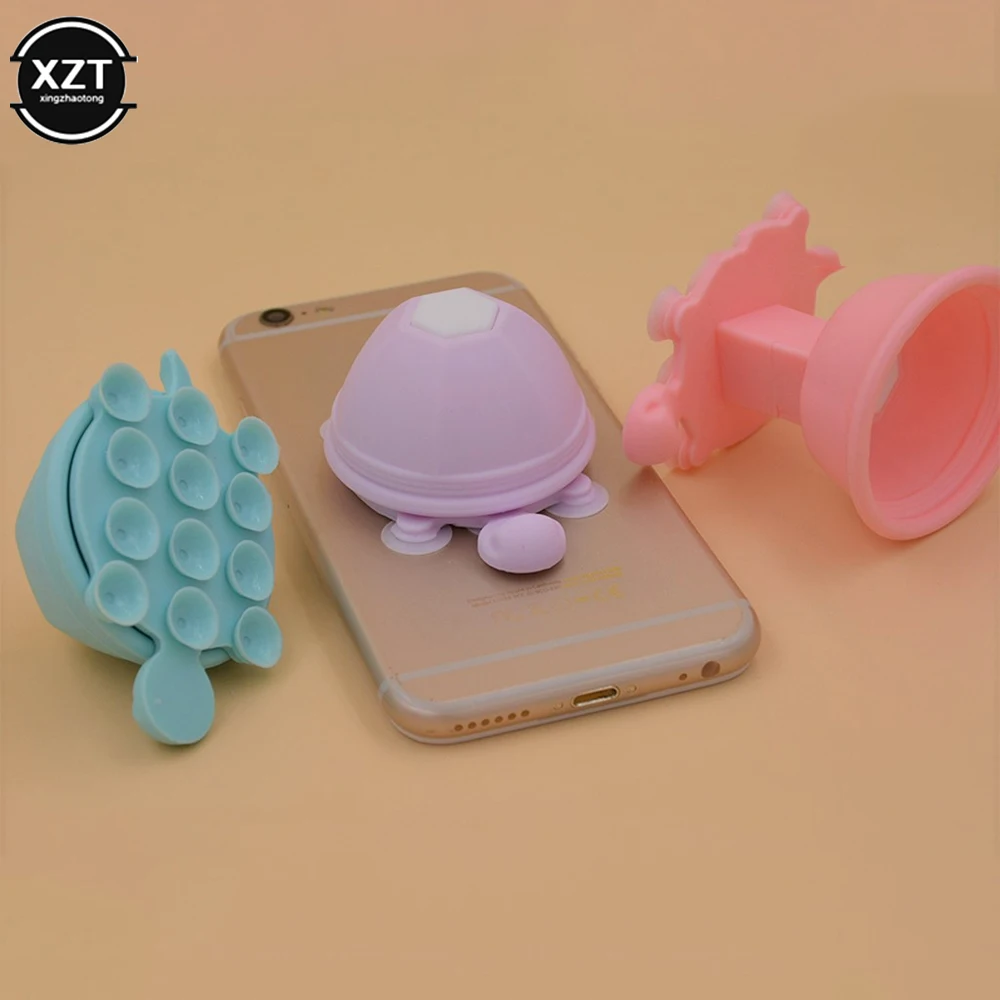 

Universal Mobile Phone Holder Candy Color Turtle Shape Headset Wire Winder Silicone Sucker Lazy Mobile Phone Holder Watch Video