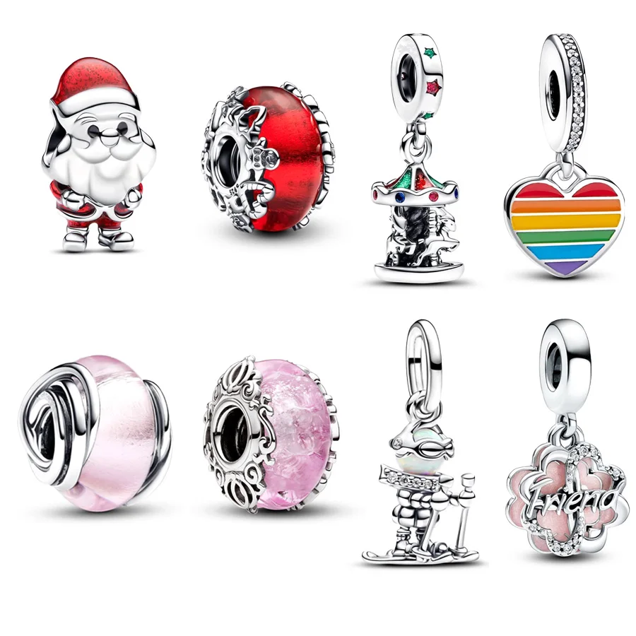 Новые Santas Coming、 Радужное сердце 、Skier Dangle Charm из бисера ювелирные изделия подходят