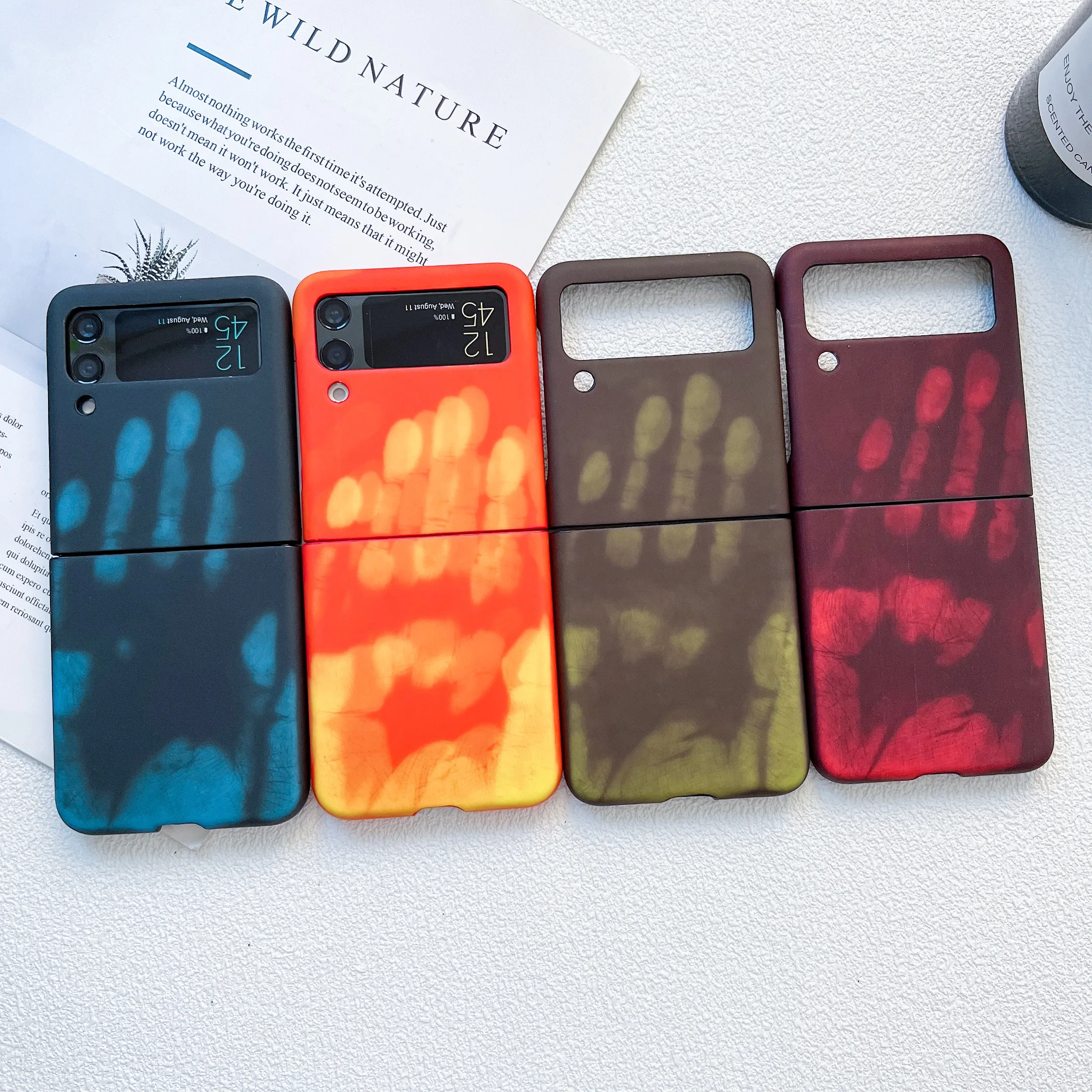

For Samsung Galaxy Z Flip 4 3 Flip4 zFlip3 Case Thermal Effect Skin-friendly Silicone Matte Folding Shockproof Cover Accessories