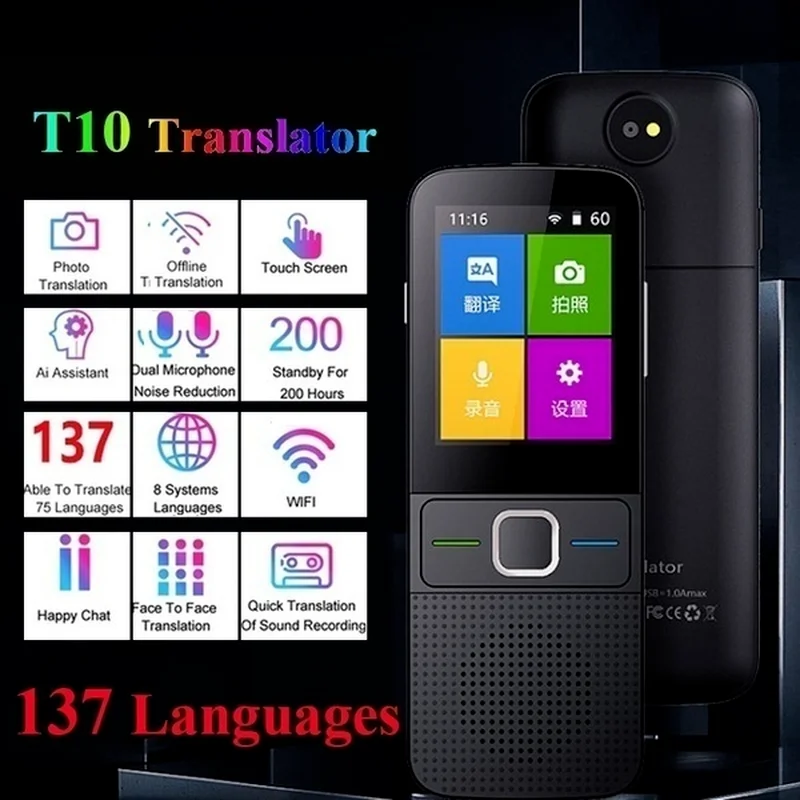 T10 137 Language Real-time Translator Online Offline Voice Android Wifi Smart Translation Photo Translate for Travel Business enlarge