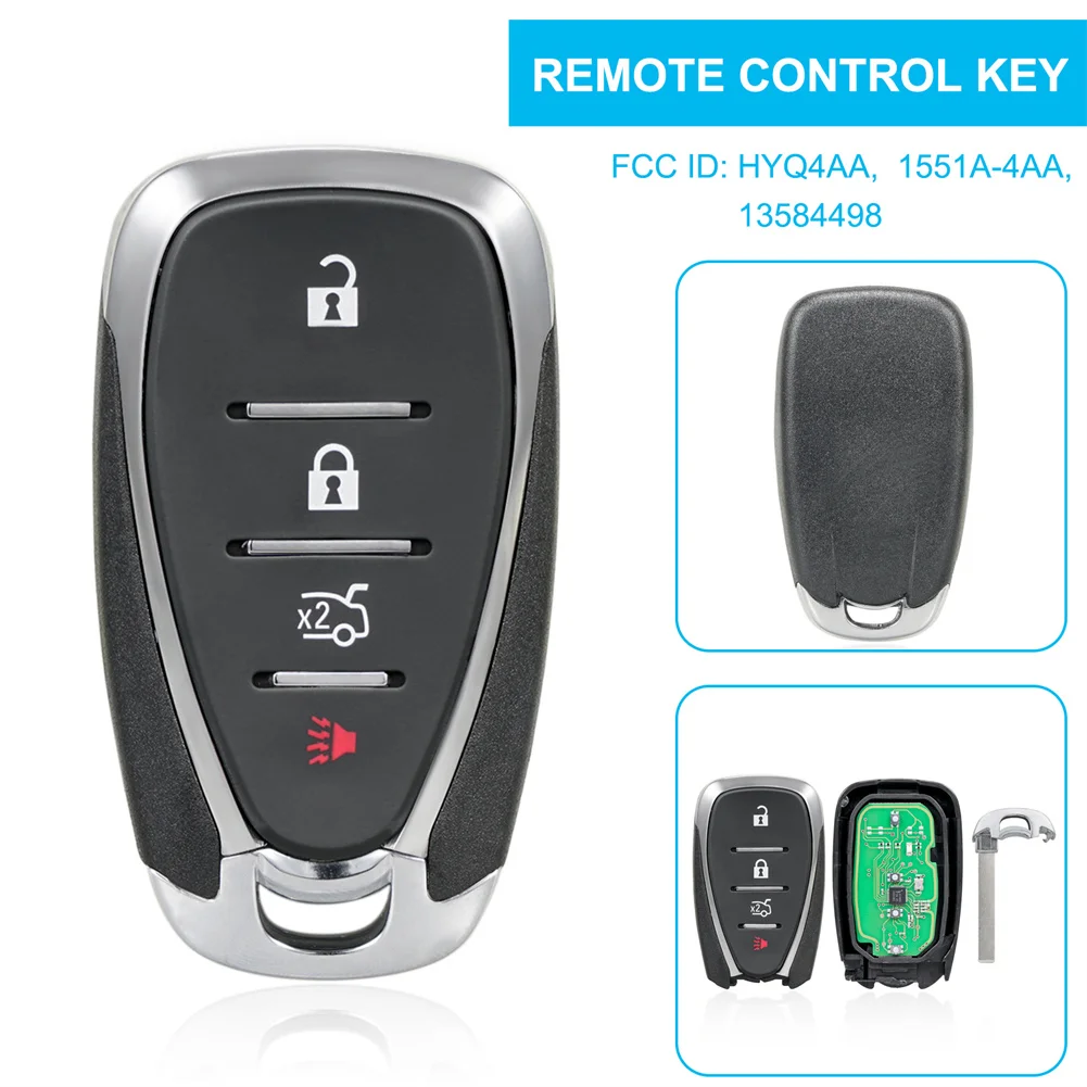 

Smart 4/5 Taste Remote Key Fob Chevrolet Camaro Equinox Cruze Malibu Funken 433 MHz ID46 Chip HYQ4EA