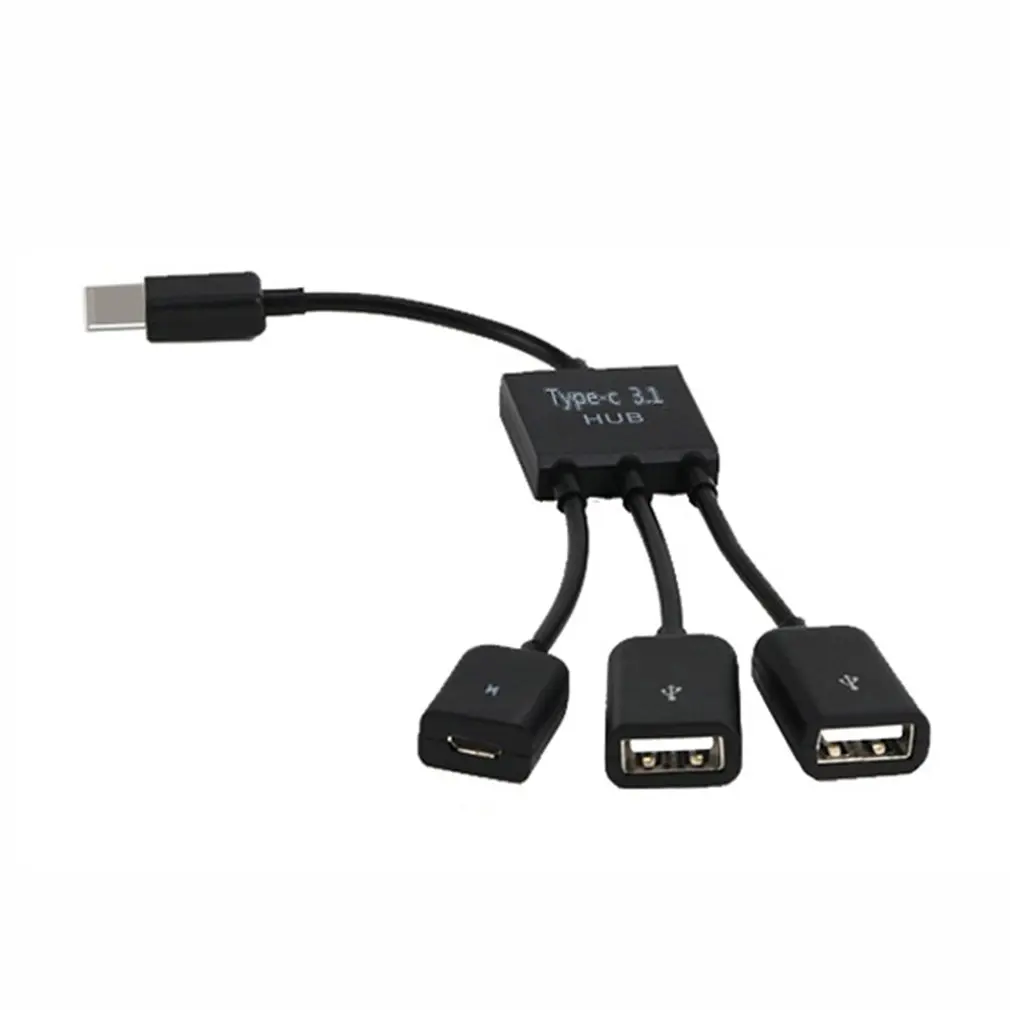 

3 in 1 Type-c USB Hub Male to Female Double USB 2.0 Host OTG Adapter Cable For Smartphone Computer Tablet 3 Port
