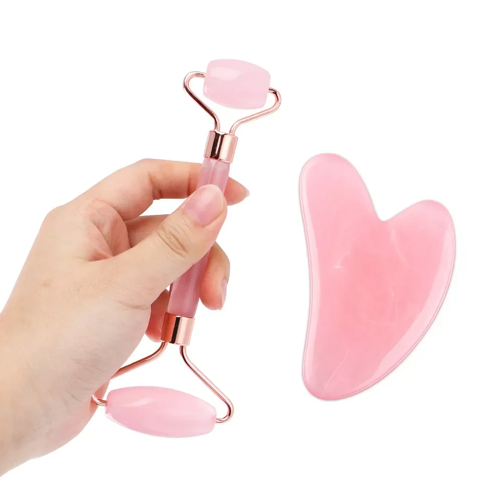 

NEW2023 Natural Rose Resin Roller Gua Sha Set Guasha Scraper Facial Roller Massager Face Lifting Slimming for Neck Body face mas