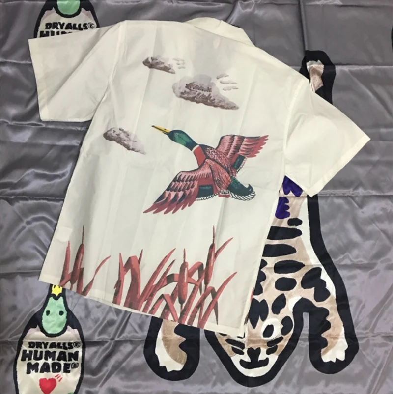 Human Made Shirt Men Women 1:1 Oversize Bird Print HUMAN MADE Hawaii Shirt
