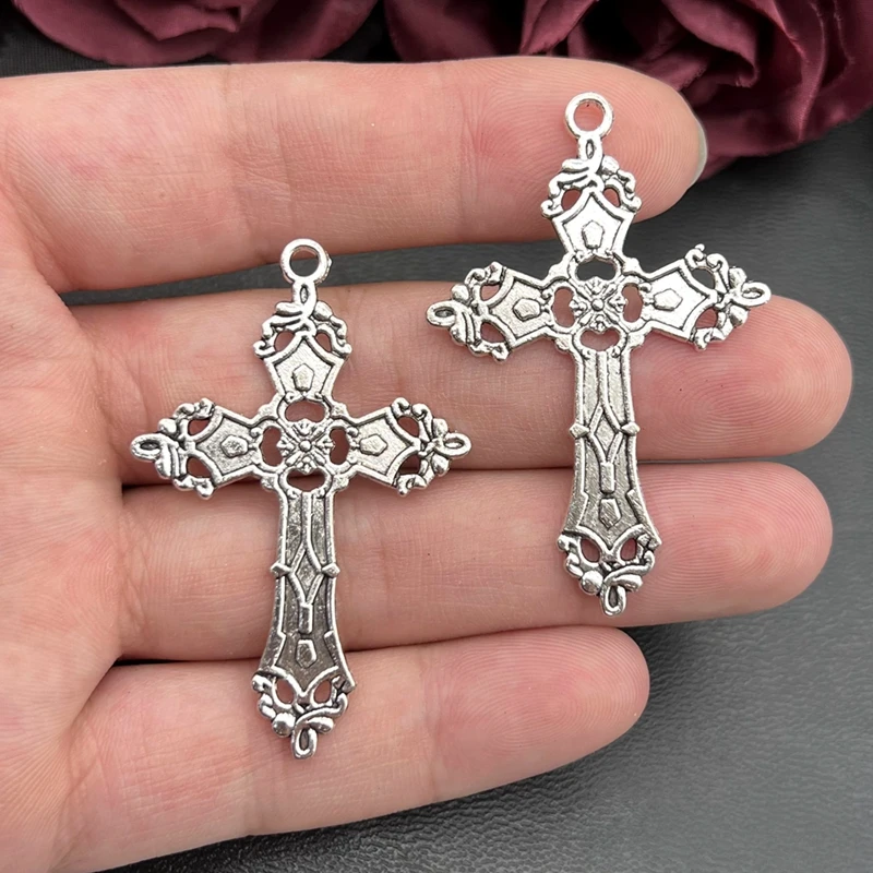 5 шт. 55x35 мм готический крест серебряные капельки масляного сплава тибетские