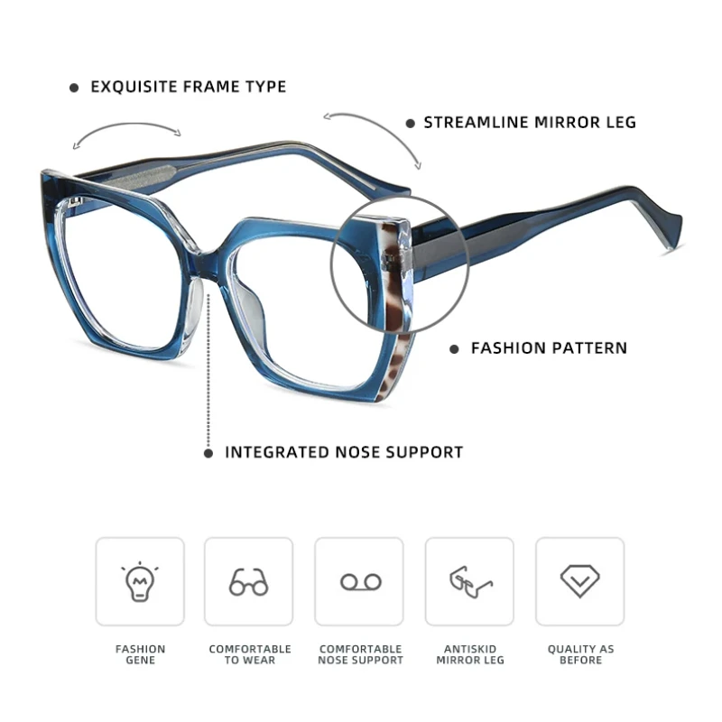 Фото CLLOIO Simple Blue Light Filter Progressive Prescription Glasses Women Butterfly Optical Myopia Eyeware Photochromic Eyeglasses №3