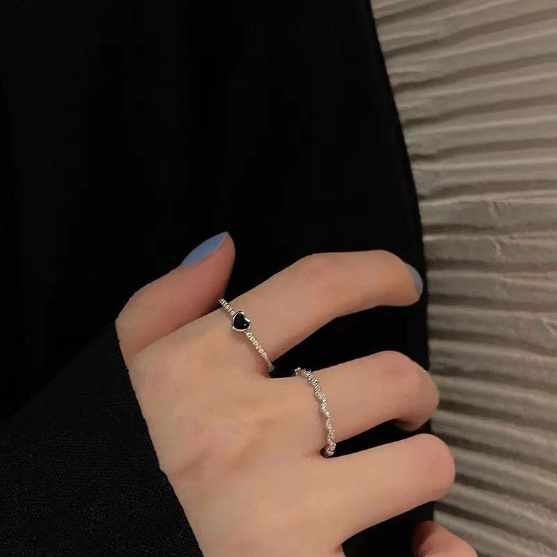 

Rimiut Ring Heart Zircon 2pcs Ring Female High-quality Tail Ring Fashion Simple Ring Party Jewelry for Women Best Gift for Girl