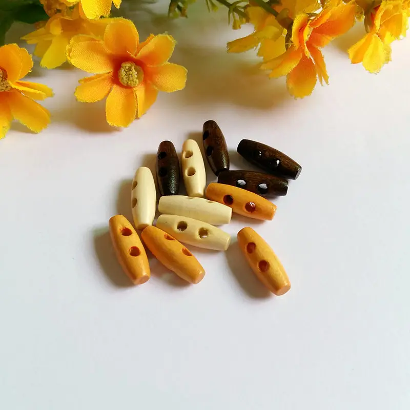 

50 шт., длинные деревянные пуговицы с 2 отверстиями, 20 мм