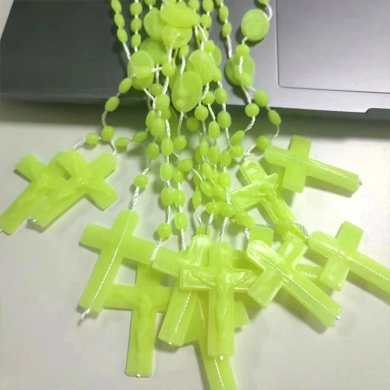 Светящийся католический Христос Иисус Крест пластиковый розарий распятие