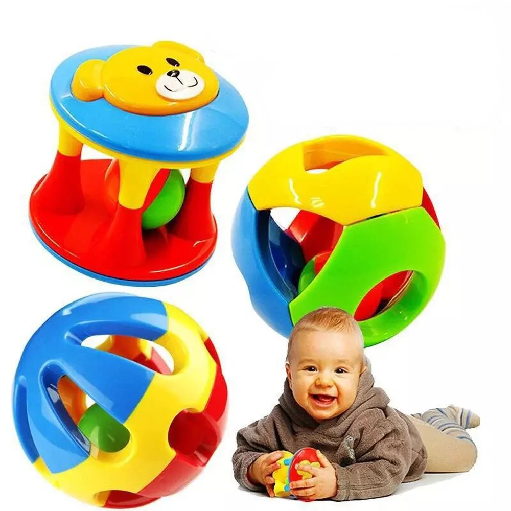

3Pcs/Set Baby Hand Grab Rattle Ball Baby Teaching Aids Rattle Puzzle Fitness Soft Rubber Ball Colorful Bell Ball Baby Toys