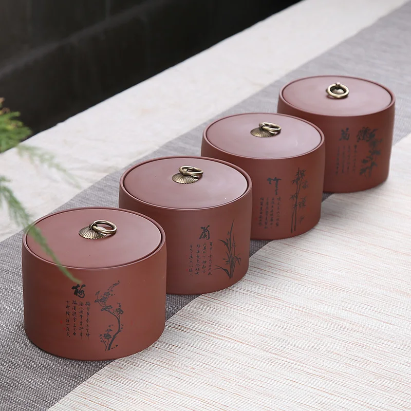 

Большой Коробка китайского чая Органайзер Cofee, сахарная канистра, фиолетовая глина, печать, роскошная чайная коробка, кухонные принадлежнос...