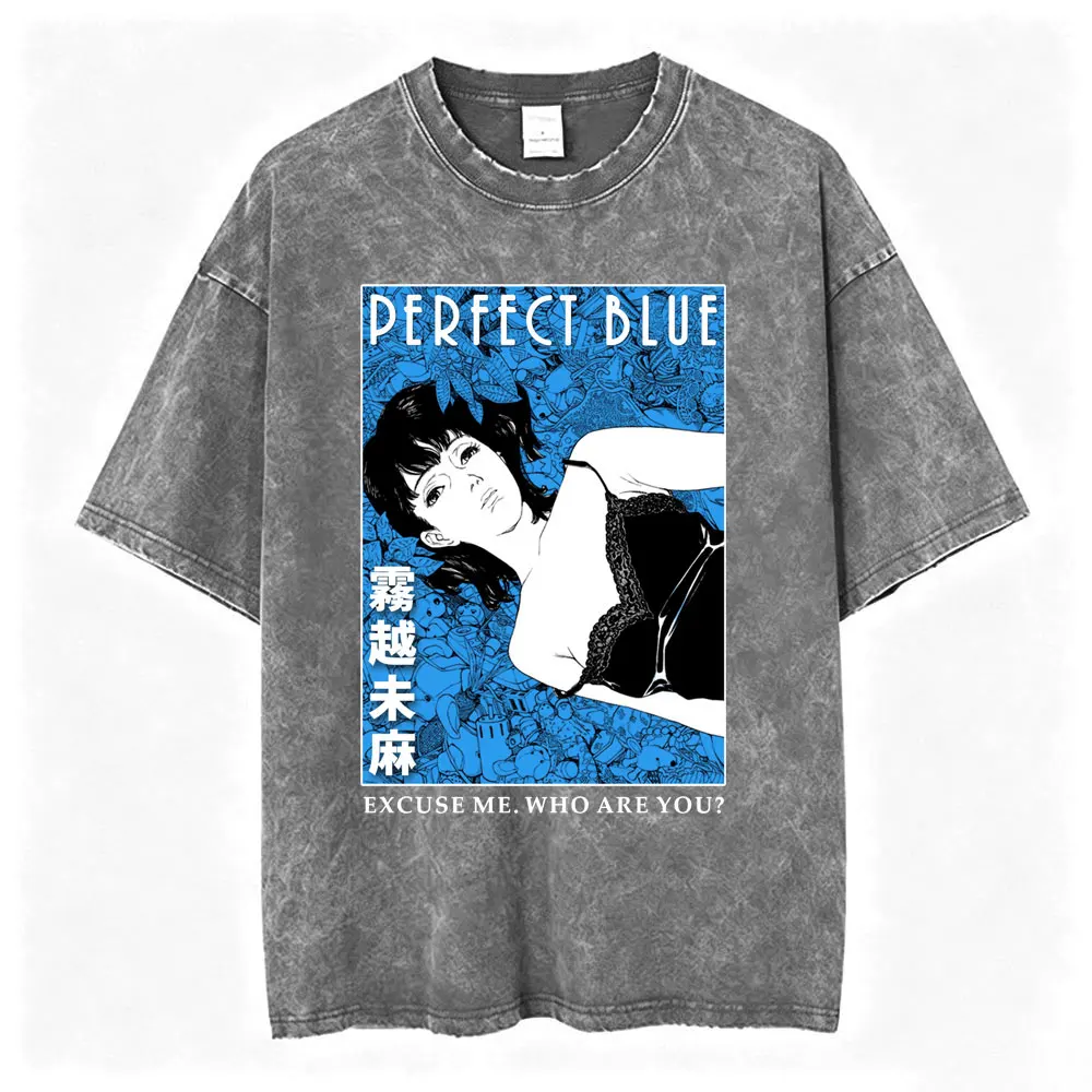 Фото Винтажная футболка с графическим принтом Anime Perfect Blue Mima Kirigoe, мужская и женская одежда, модная футболка оверсайз с короткими рукавами №2