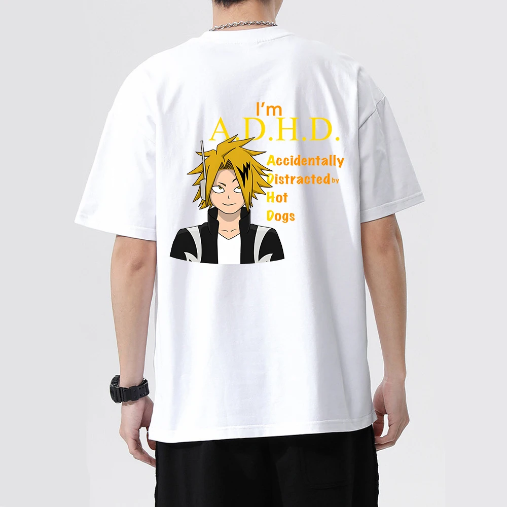 

Kaminari Denki T-shirt My Hero Academia Print t shirt Men Summer Graphic Tees Couple Clothes Short Sleeve 100% Cotton Tee-shirt