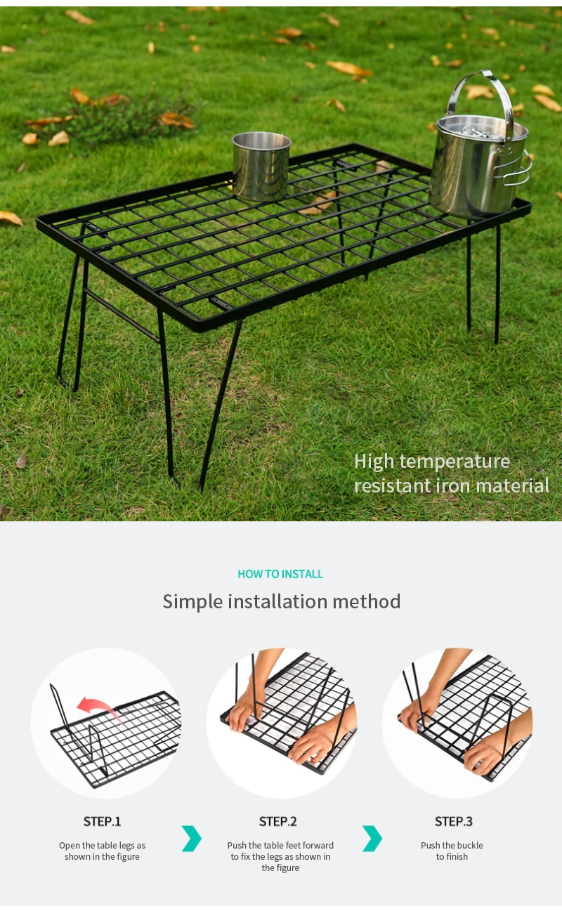 

Outdoor Camping Portable Comfortable Tableware Drain Rack Folding Table Folding Mesh Picnic Table Bamboo Board Dining Table