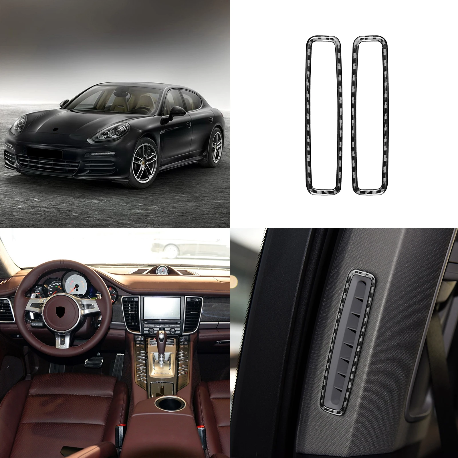 

for panamera 2010-2016 B Pillar Air Vent Outlet Decoration Cover Trim Sticker Decal Car Interior Accessories Carbon Fiber