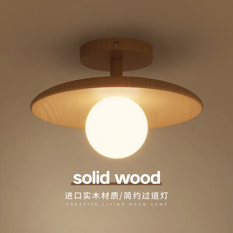 

Corridor Aisle Wood Ceiling Lights Nordic Ins Personality Creative Balcony Porch Simple Cloakroom Log Hanging Lamps