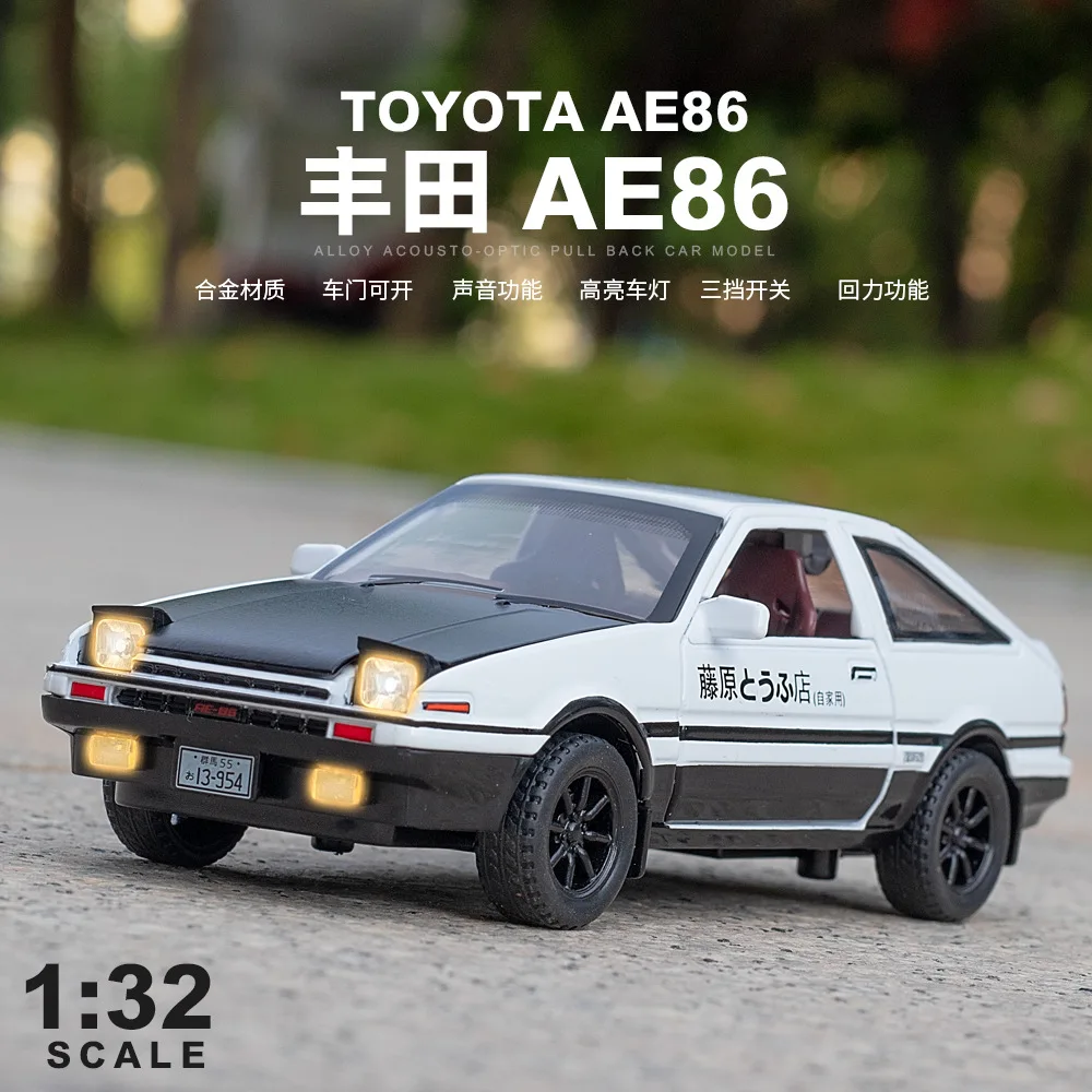 

Модель автомобиля Toyota AE86 1:32, модель из литого металлического сплава, модель автомобиля со звуком, модель модели A632, подарок для детей