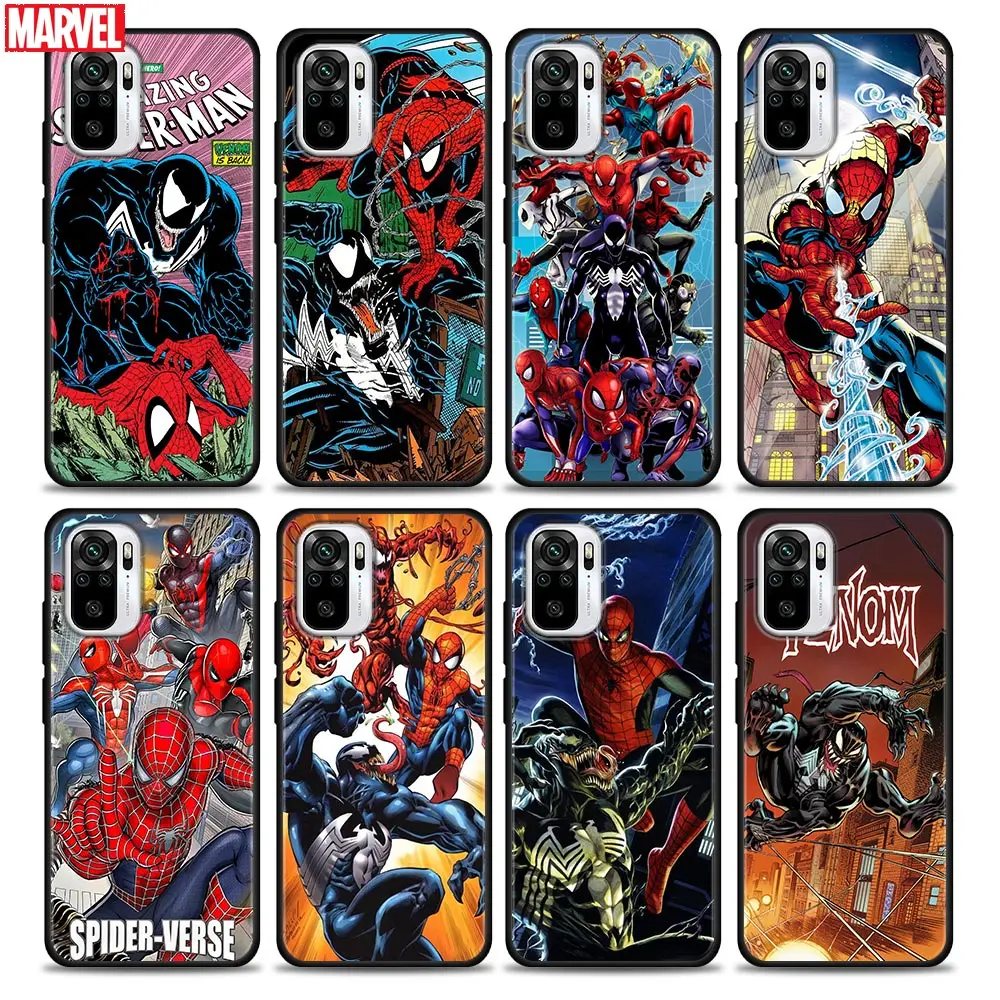 

Amazing Spider-Man Venom Marvel Comics Shell Funda For Redmi Note 9 9S 9T 10 10S 11 11S 11T 8 8T 7 POCO M4 Pro Soft Cases Cover