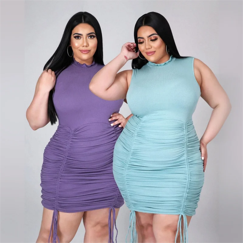 

Temperament Solid Large Size Dress Half High Round Neck Tight Sexy Dress Women's Commuter Knitted Dress