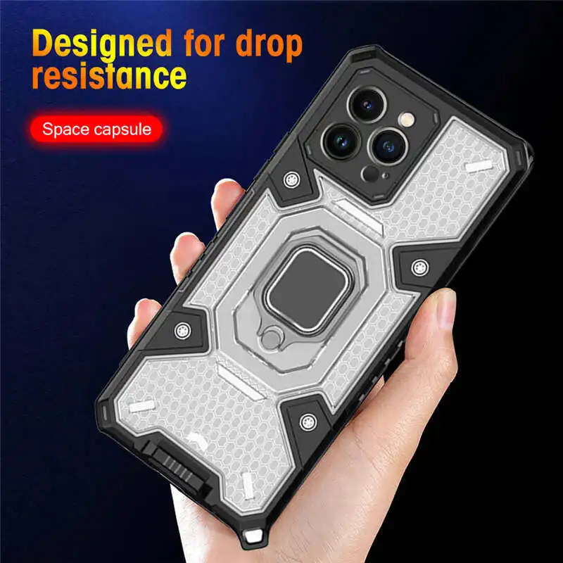 

For Apple iPhone X XR XS 11 12 13 Pro Max Mini Phone Case,Luxury Four Corners Airbag Cushion Cover Transparent With Ring