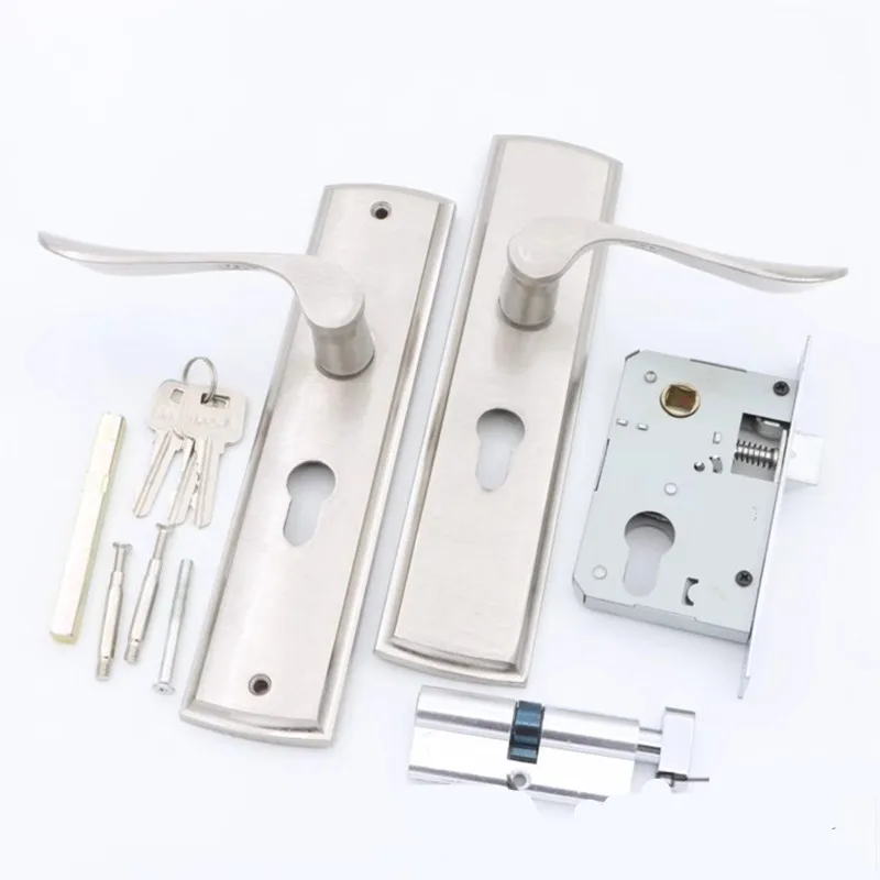 Серебристый прочный цилиндр замка дверной ручки передняя задняя рычажная