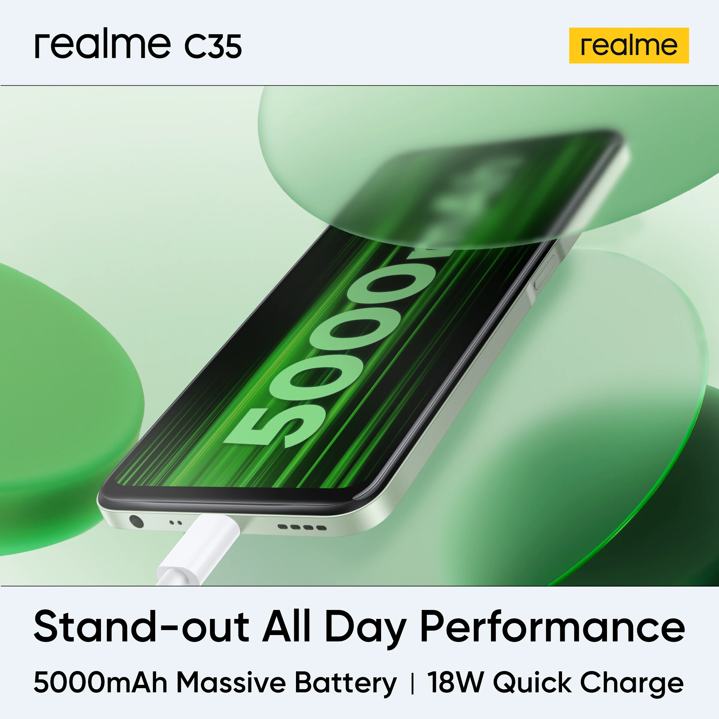 Смартфон realme C35 восемь ядер экран 6 дюйма 18 Вт 5000 мАч |
