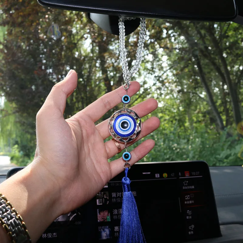 Фото Lucky Evil Blue Eye Автомобильный кулон Кристалл Солнце Ловец снов Голубые глаза Автомобильное зеркало заднего вида Украшение Подвеска Домашний амулет Кулон №2