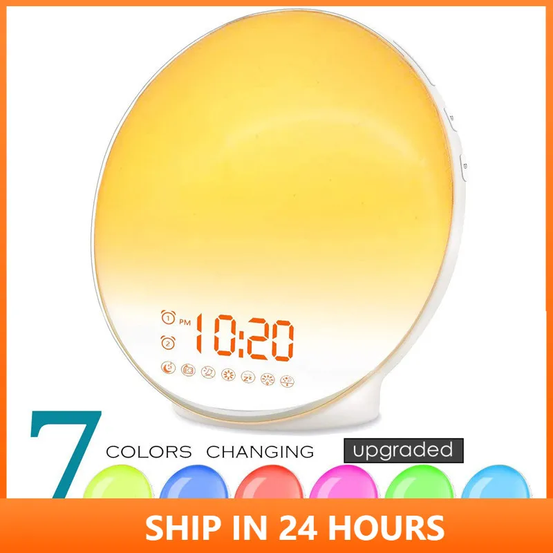 

USB 7 Colors Smart Wake Up Light Workday Alarm Clock Sunrise/Sunset Smart Life Tuya APP Works With Alexa Google Home 20