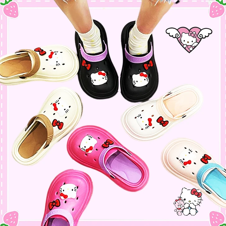 Sanrioed Croc Kawaii Summer Sandals Soft Non-Slip Beach Shoes Anime Hello Kitty Cinnamoroll Pochacco Cute Girls Gift Practical