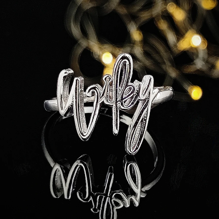 

2022 new trendy fashion silver color cute wifey ring for girl lovers love Valentine's Day gift jewelry wholesale R4601