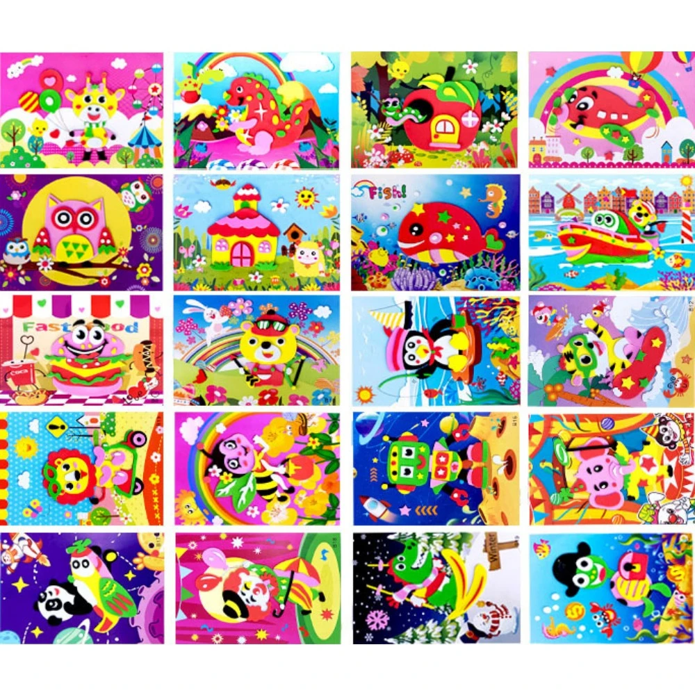 

5Pcs Kids DIY 3D EVA Foam Sticker Cartoon Animal Multi-Style Puzzles Game Early Education Art Craft Toys Children Christmas Gift