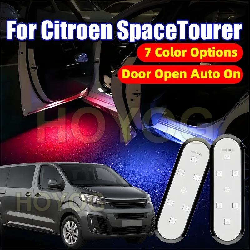 Фото Подходит для Citroen SpaceTourer 2016-2026: Беспроводная подсветка дверей автомобиля с магнитным датчиком и USB-аккумулятором №1