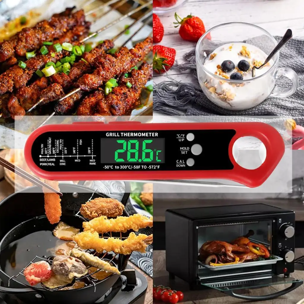 

304 Stainless Steel BBQ Thermometer Grill Barbecue Digital Cooking Gauge Meter