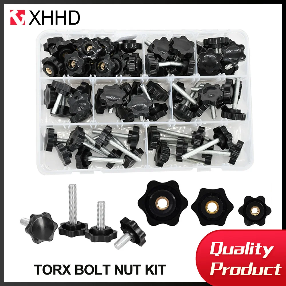

M4 M5 M6 M8 M10 Hand Knob Tightening Star Thread Phenolic Resin Clamping Bolt Stainless Steel Machine Screw Torx Bolt And Nutkit