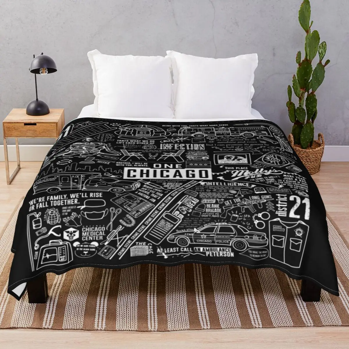 ONE CHICAGO COLLAGE Blanket Fleece Spring/Autumn Multifunction Throw Blankets for Bed Home Couch Travel Office