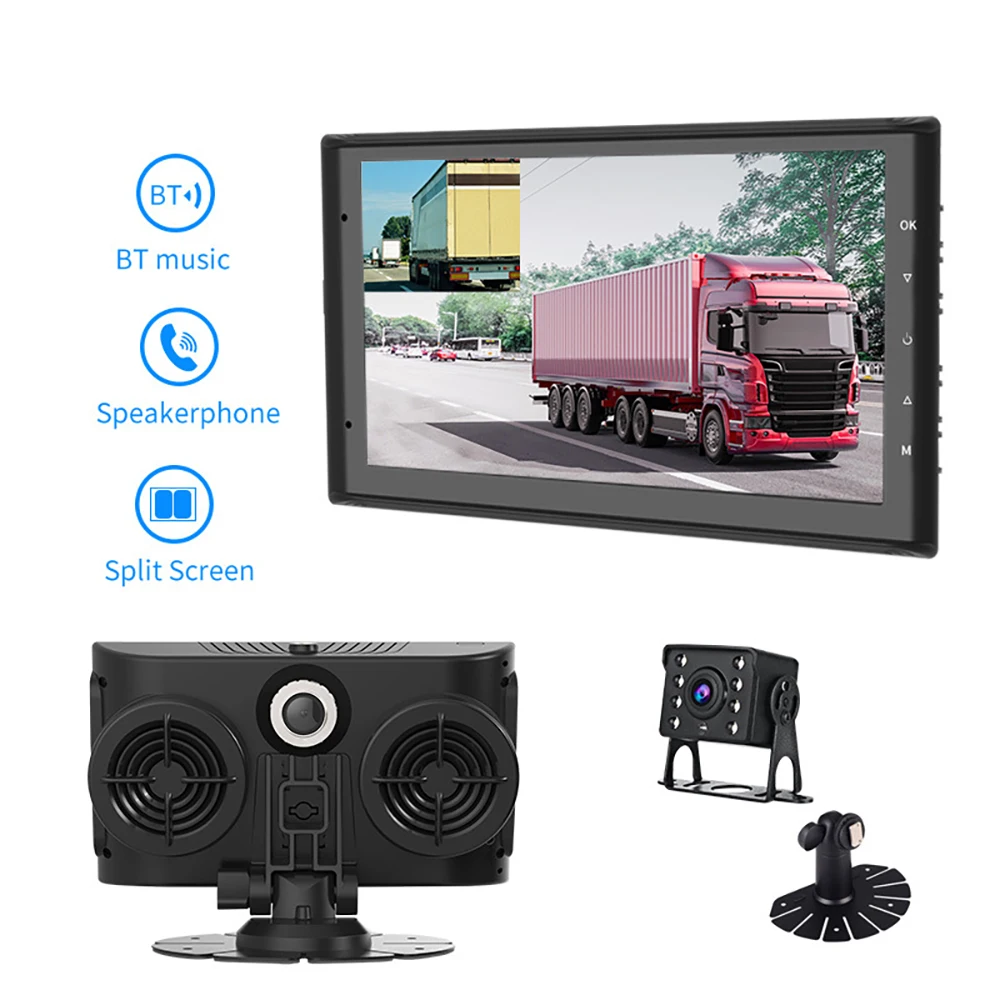 Купи FHD 1080P 7 Inches Truck DVR Monitor Driving Video Recorder Dual Lens Front/Rear Dual Recording HD Night Vision Reversing Camera за 8,693 рублей в магазине AliExpress