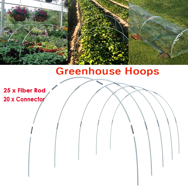 

Greenhouse Hoops Set Folding Fiber Rod Agricultural Seedling Arch Shed Bracket Garden Plant Hoop Grow Tunnel Plant Support Frame