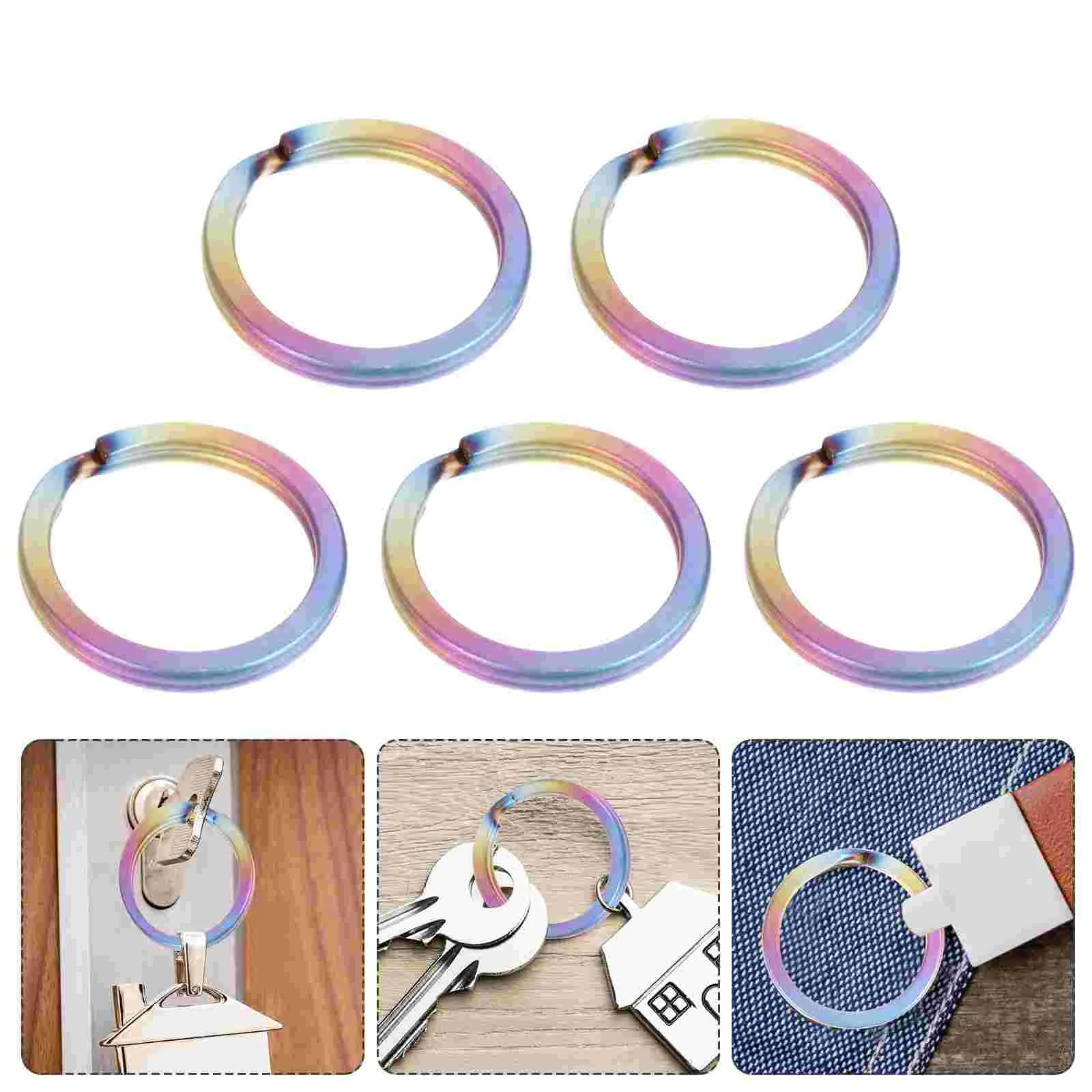 

Key Rings Ring Chain Car Keys Keychain Metal Connector Flat Round Mini Organization Attachment Pushing Line Sidependants Holder
