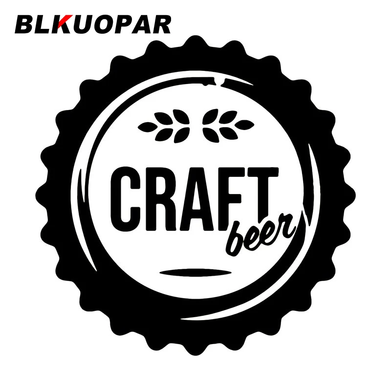 BLKUOPAR Craft Beer Bottle cap Icon Logo Sign Car Stickers Graphics Decal Silhouette Windows Trunk Surfboard Car Door Protector