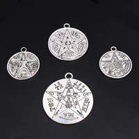 mixed silver plated solomon pentagram sanmiguel pentagram pendant diy charm thanksgiving necklace jewelry crafts making p1101